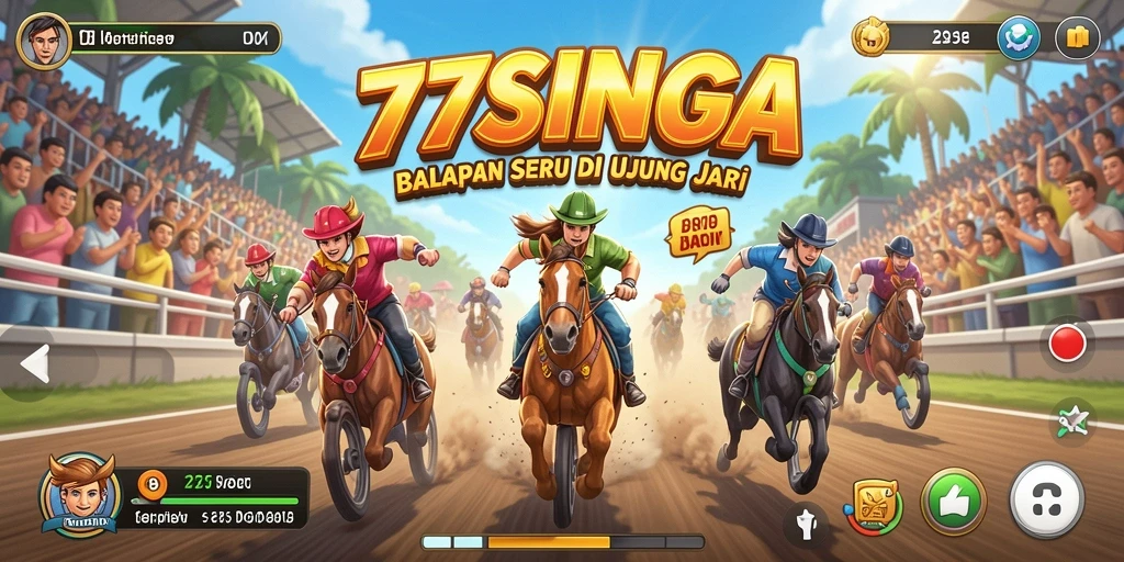 Screenshot gameplay 77SINGA menampilkan balapan yang seru dan mendebarkan.