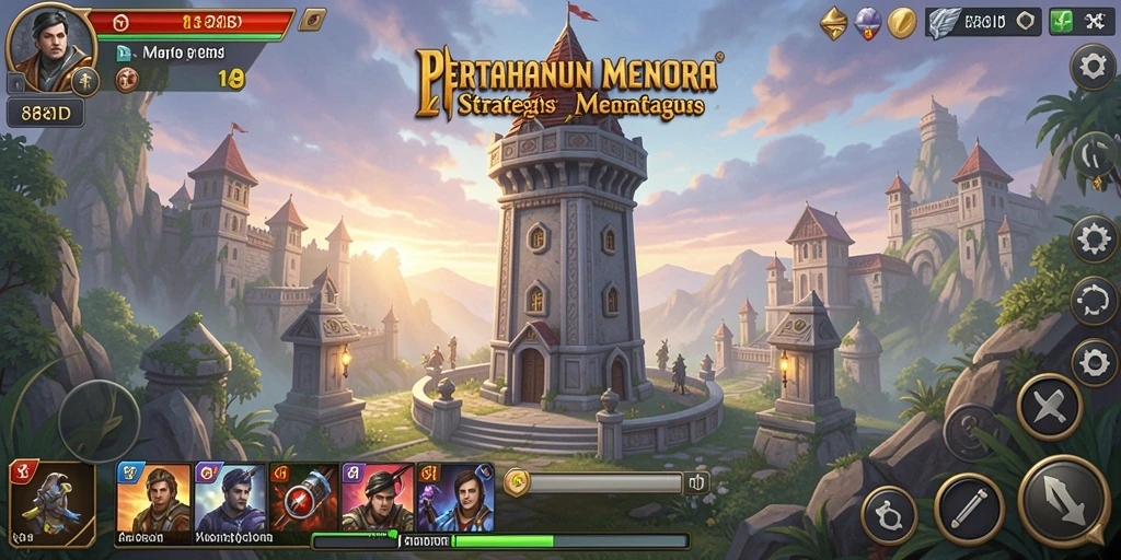 Screenshot menunjukkan aksi menara pertahanan yang intens dalam 88ID.