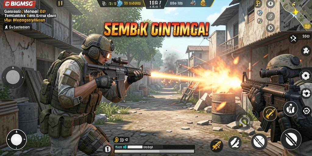 Tampilan gameplay seru di BIGMSG dengan aksi tembak-menembak yang mendebarkan.