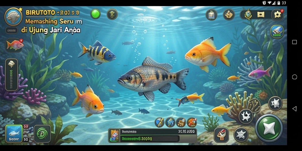 Tampilan gameplay BIRUTOTO dengan aksi memancing yang menarik.