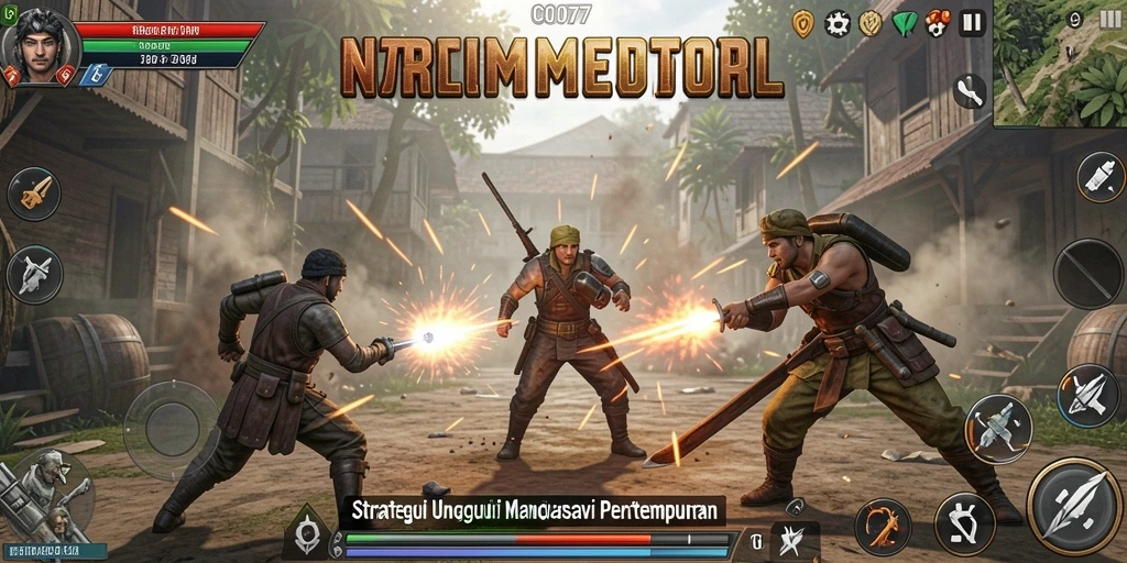 Tampilan gameplay C0077 yang menggembirakan dalam pertempuran strategi.
