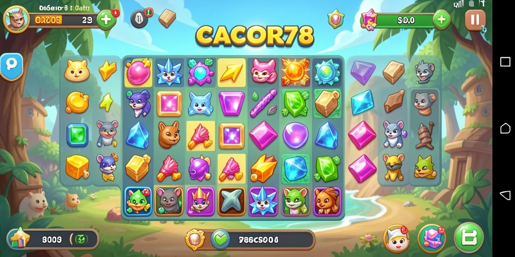 Screenshot utama CACOR78 menampilkan gameplay seru Match-3.