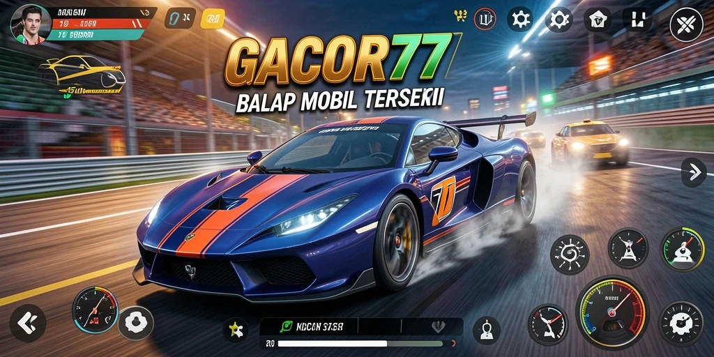 Gameplay seru GACOR77 dengan aksi balap mobil yang mendebarkan.
