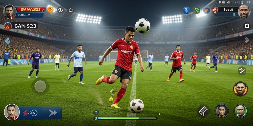Tampilan gameplay GANAS33 yang memukau dengan aksi sepak bola yang seru.