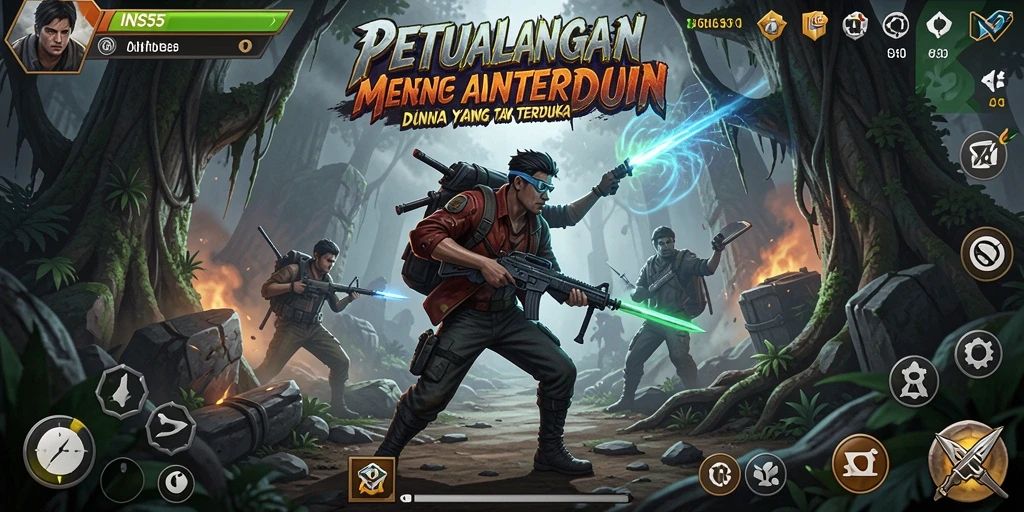 Tangkapan layar gameplay INS55 menampilkan momen aksi seru dalam petualangan.
