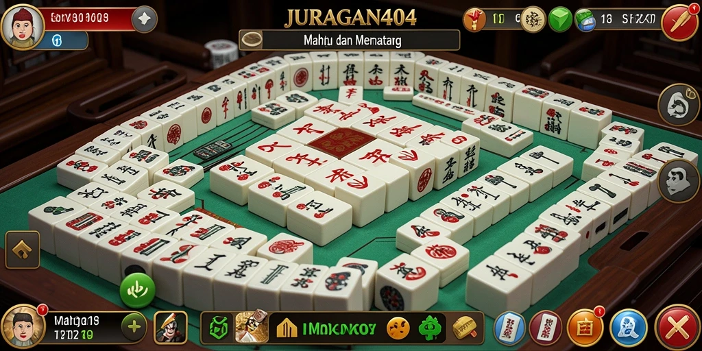 Tampilan gameplay JURAGAN404 dengan grafis Mahjong yang menawan.