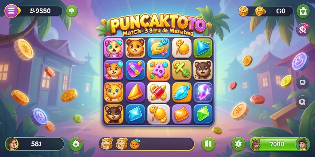 Tampilan menarik gameplay Match-3 di PUNCAKTOTO.