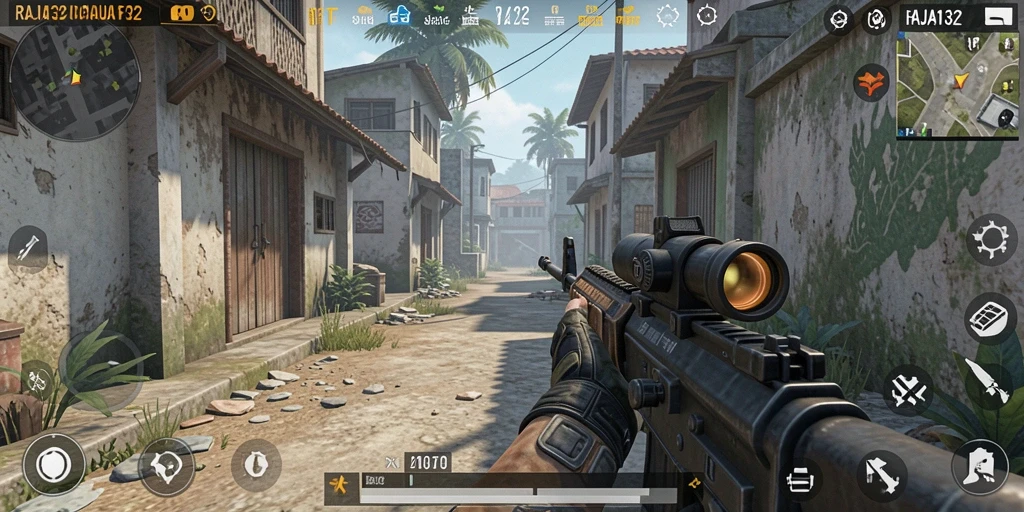 Tangkapan layar menunjukkan aksi menembak intens dalam game FPS.